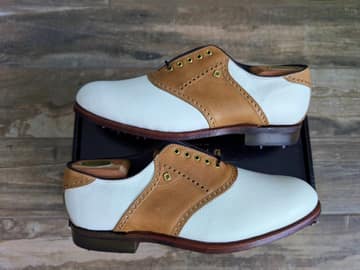 FootJoy style 51310: Pebbled White/Smooth Tan saddle