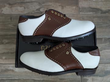 FootJoy style 51375: Pebbled White/Smooth Brown saddle