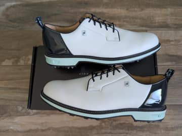 FootJoy style 54531: White/Navy/Mint, Saddle